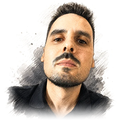 Ink portrait of David Menéndez